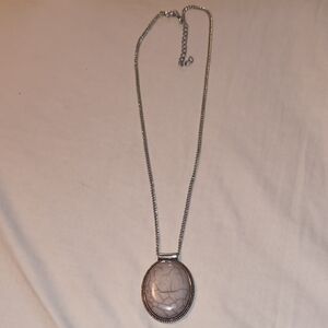 Minimalist Silver Oval Pendant Necklace
